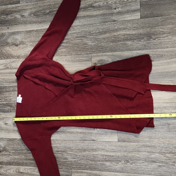 Princess Polly Burgundy Wrap Sweater Mini Dress Size L/XL - Picture 8 of 10